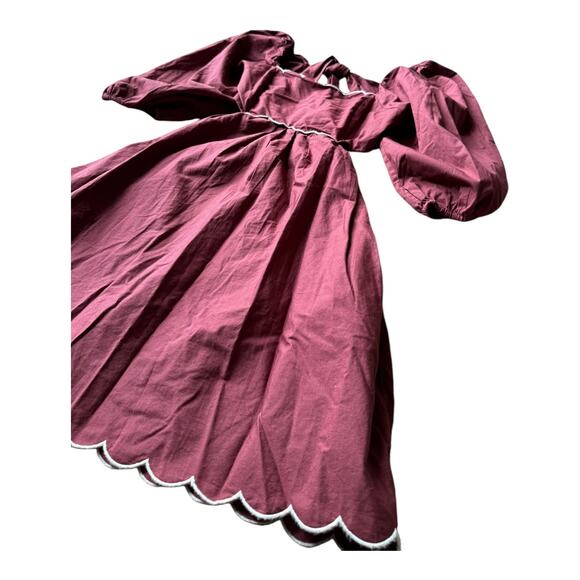 NWT Forever That Girl Anthropologie Scalloped Mini Dress Rusty Brown size Medium - Picture 13 of 13